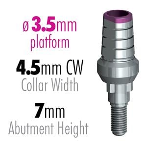 infinity TRI-CAM Prepable Abutment 3.5 mm x 4.5 mm x 2 mm 7mm Tl Hght Bl Ea