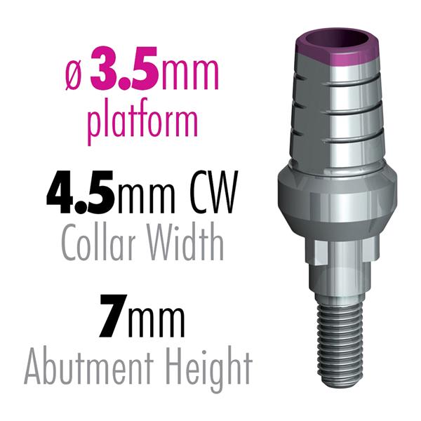 infinity TRI-CAM Prepable Abutment 3.5 mm x 4.5 mm x 2 mm 7mm Tl Hght Bl Ea