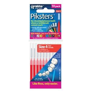 Piksters Interdental Brush Size 4 Red 10Pk/Bx