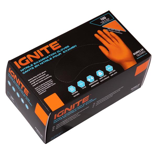 Aurelia Nitrile Étui à gants Taille Moyen Non stérile Orange 100/boîte