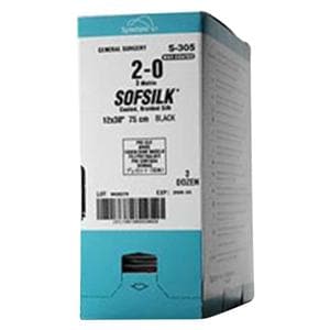 Sofsilk Suture 4-0 Silk C-1 Black 18" Braid Ca