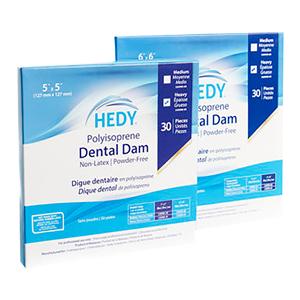 Hedy Polyisoprene Dental Dam Latex-Free Rubber Dam 5 in x 5 in Hvy Ga Bl 30/Box