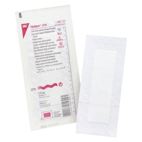 Medipore +Pad Soft Cloth Wound Dressing 3-1/2x8" Sterile Non-Adherent Abs LF