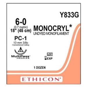 Monocryl PC-1 6-0 non teinte 12/Boîte