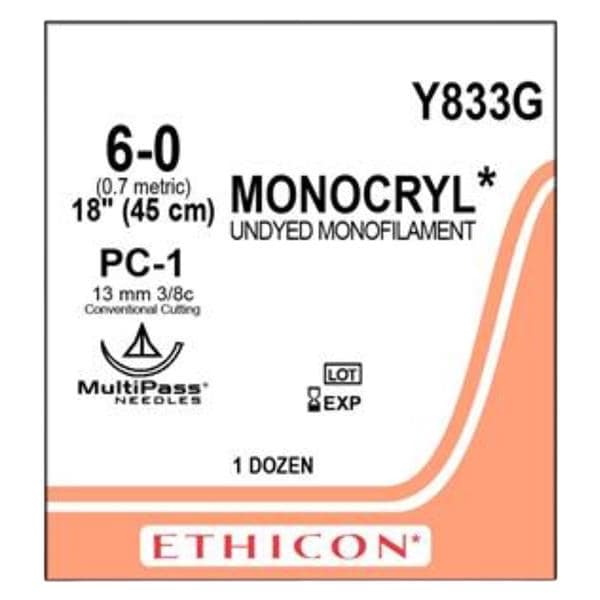 Monocryl PC-1 6-0 non teinte 12/Boîte