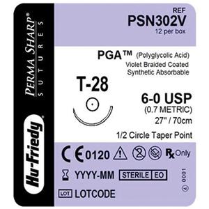 Perma Sharp Suture 6-0 Polyglycolic Acid T-28 Violet 27" Braid 12/Pk