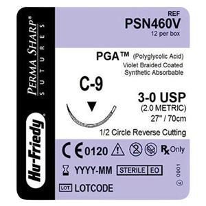 Perma Sharp Suture 3-0 Polyglycolic Acid C-9 Violet 27" Braid 12/Bx