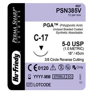 Suture 5-0 Polyglycolic Acid C-17 Perma Sharp Undyed 18" Braid 12/Bx