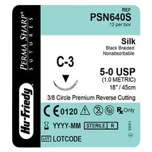 Suture 5-0 Silk C-3 Perma Sharp Black 40" Braid 12/Bx