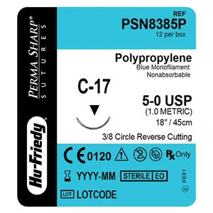 Suture 5-0 Polypropylene C-17 Perma Sharp Blue 18" Monofilament 12/Bx