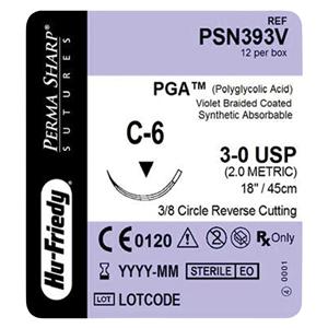 Suture 3-0 Polyglycolic Acid C-6 Perma Sharp Violet 18" Braid 12/Bx