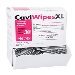 CaviWipes Disinfectant Towelette XL Dpsnsr Cr / Indvdly Wrpd 50/Bx