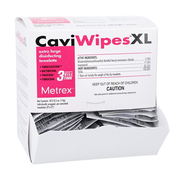 CaviWipes Disinfectant Towelette XL Dpsnsr Cr / Indvdly Wrpd 50/Bx