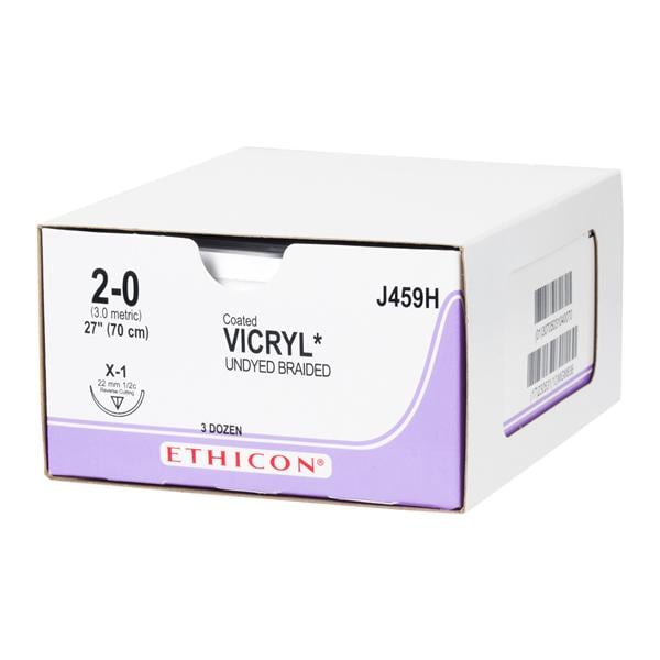 Suture 2-0 Polyglactin 910 X-1 Vicryl Undyed 27" Braid 36/Bx