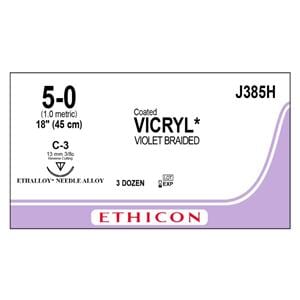 Suture 5-0 Polyglactin 910 C-3 Vicryl Violet 18" Braid 36/Bx