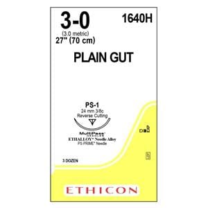 Suture 3-0 Plain Gut PS-1 Yellowish Tan 1x27" Monofilament 36/Bx