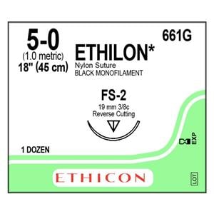 Suture 5-0 Nylon FS-2 Ethilon Black 18" Monofilament 12/Bx