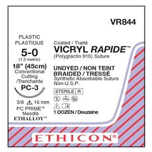 Vicryl Rapide Suture 5-0 Polyglactin 910 PC-3 Undyed 18" Braid 12/Bx