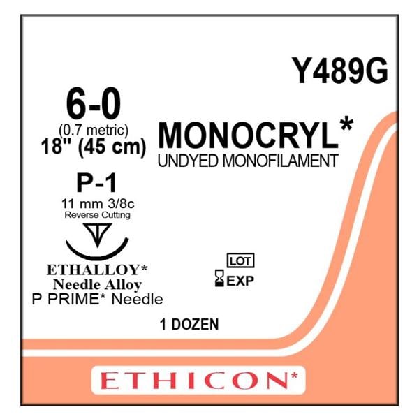 Monocryl P-1 6-0 non teinte 12/Boîte