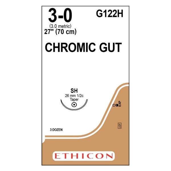 Suture 3-0 Chromic Gut SH Brown 27" Monofilament 36/Bx