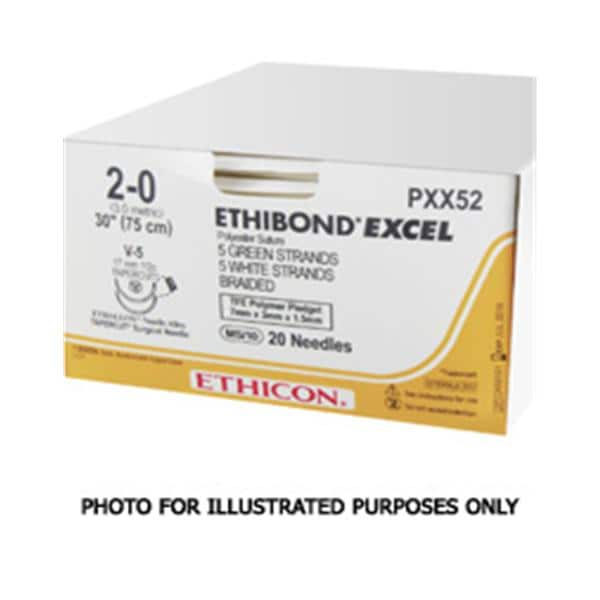 Suture 2 Polyester LR Ethibond Xtra Green 1x20" Braid 2Dz/Bx