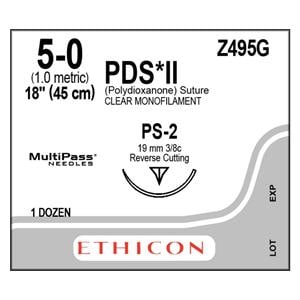 Suture 5-0 Polydioxanone PS-2 PDS II Undyed 18" Monofilament 12/Bx