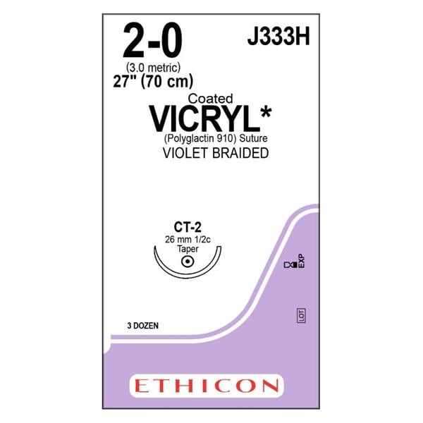 Vicryl Suture 2-0 Polyglactin 910 CT-2 Violet 27" Braid 36/Bx