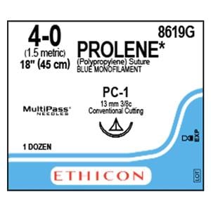 Suture 4-0 Polypropylene PC-1 Prolene Blue 18" Monofilament 12/Bx