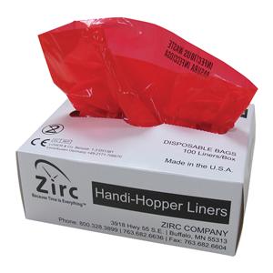 Handi-Hopper Sac Biorisque 7 po x 10 po x 3 po Rouge/Noir Non stérile 100/boîte