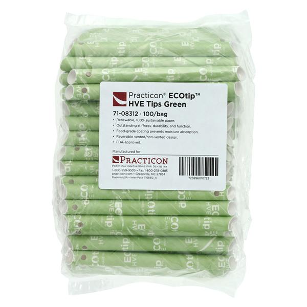 ECOtip HVE Tips Side Vented Green 100/Bg