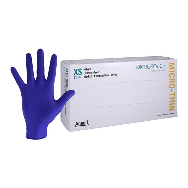 Micro-Touch Micro-Thin Exam Gloves X-Small Blue Non-Sterile