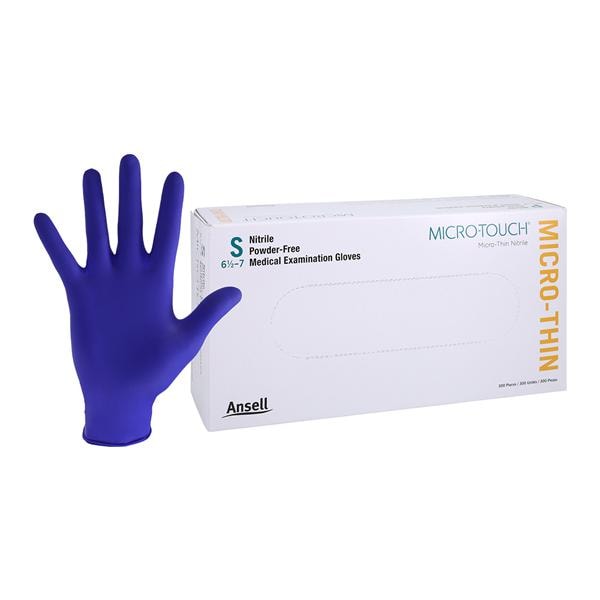 Micro-Touch Micro-Thin Exam Gloves Small Blue Non-Sterile