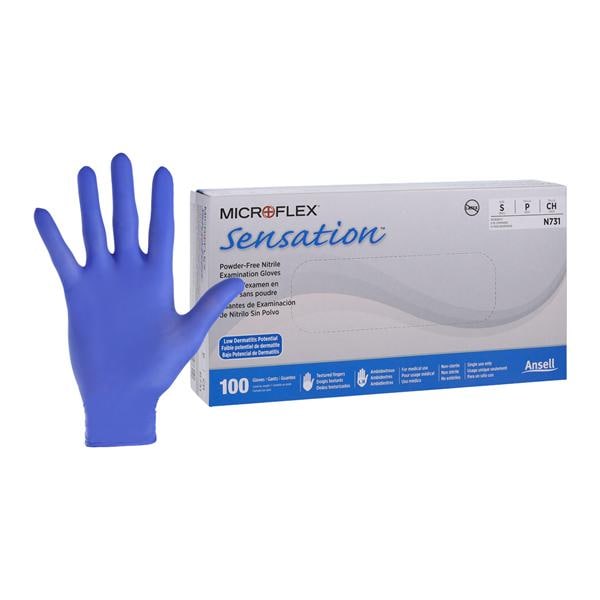 Sensation Exam Gloves Small Blue Non-Sterile