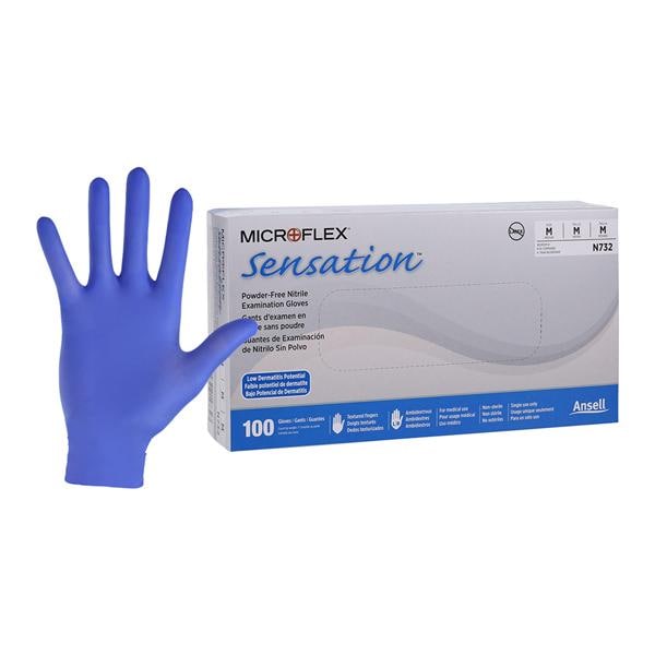 Sensation Exam Gloves Medium Blue Non-Sterile