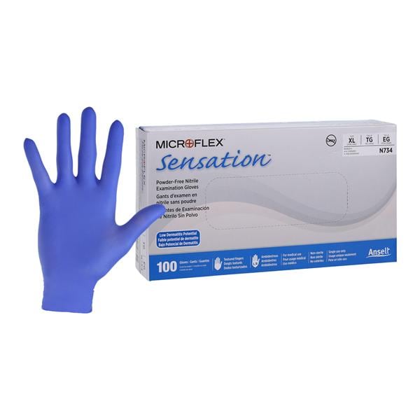 Sensation Exam Gloves X-Large Blue Non-Sterile