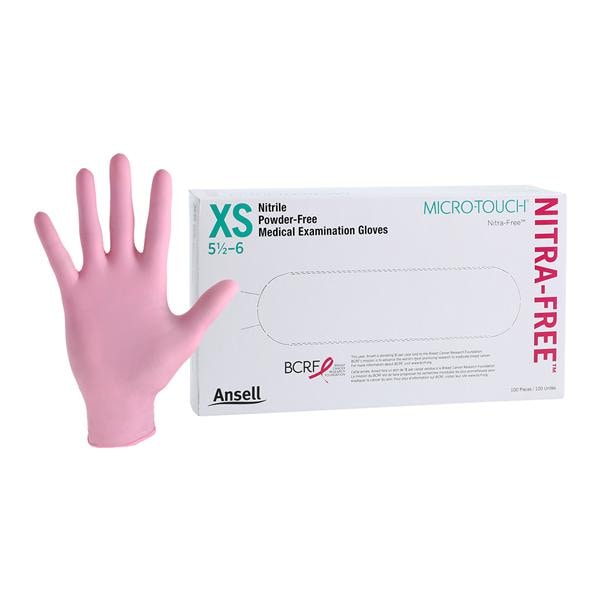 Micro-Touch NitraFree Nitrile Gants Très petit Non stérile Rose 100/boîte