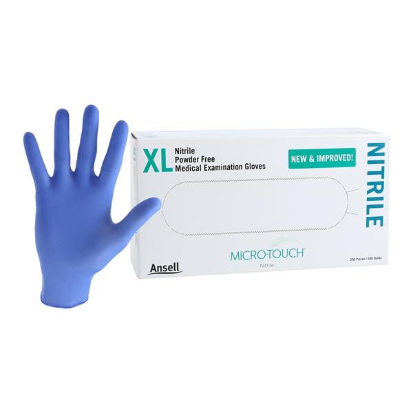 Micro-Touch Nitrile Nitrile Gants Très grand Non stérile Bleu 200/boîte, 10 BX/CA