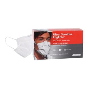 Ultra Sensitive Fog-Free Secure Fit Earloop Face Mask ASTM Level 3 White 40/Bx, 40 BX/CA