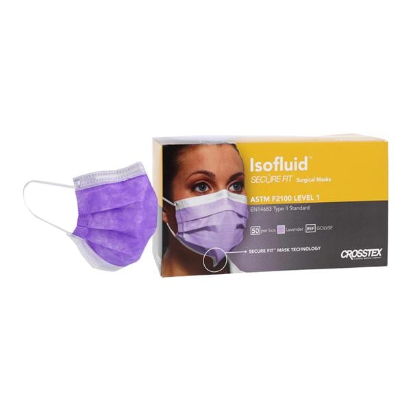 Isofluid SecureFit Earloop Face Mask ASTM Level 1 Anti-Fog Lavender 50/Bx