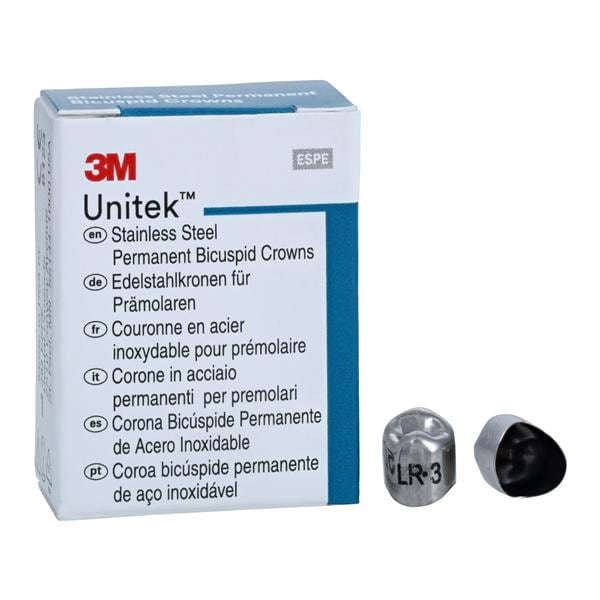 3M™ Unitek™ Stainless Steel Crowns Size 3 1st Perm LRB Replacement Crowns 5/Bx