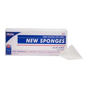 Premium Rayon/Polyester Blend New Sponge 4x4" 4 Ply Non-Sterile LF