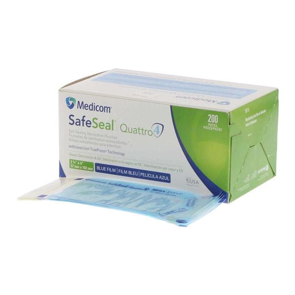 Medicom SafeSeal Quattro Sterilization Pouch 2.25 in x 4 in 200/Bx, 10 BX/CA