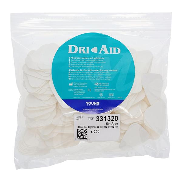 Dri-Aids Cotton Roll Substitute White Large 250/Bx