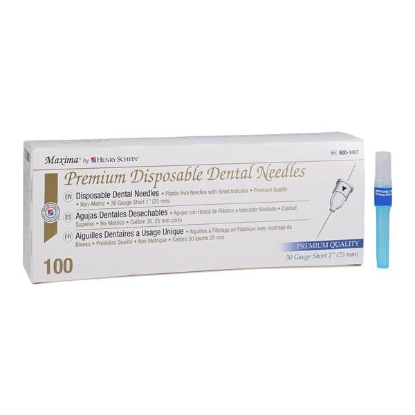 HSI Premium Aiguille Embase en plastique Cal. 30 Court Bleu 100/boîte