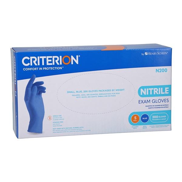 Criterion N200 Nitrile Exam Gloves Small Blue Non-Sterile