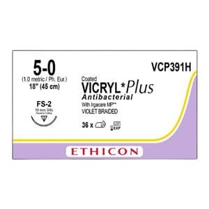 Suture 5-0 Triclosan/Polyglactin 910 FS-2 Vicryl Plus Violet 18" Braid 36/Bx