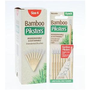 Piksters Interdental Brush Bamboo Size 4 Red 10Pk/Bx