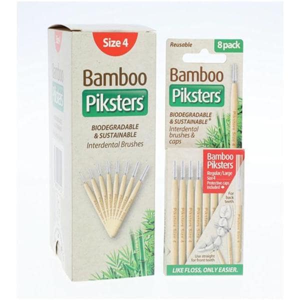 Piksters Interdental Brush Bamboo Size 4 Red 10Pk/Bx