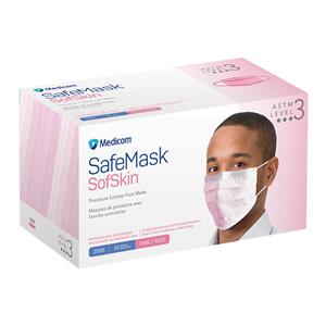 SafeMask Sofskin Earloop Face Mask ASTM Level 3 Pink 50/Bx