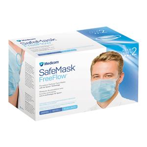 SafeMask FreeFlow Earloop Face Mask ASTM Level 2 Blue 50/Bx